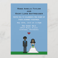Invitation Pixel Gamer Mariée et mariage de chambr
