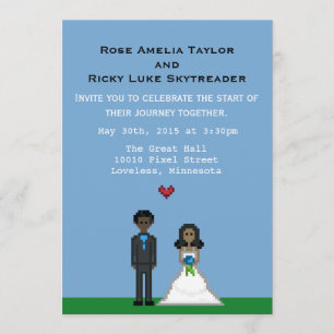 Invitation Pixel Gamer Mariée et mariage de chambr