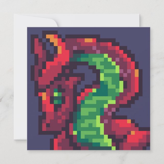 Invitation Pixelart, Pixel Art, dragon (Devant)
