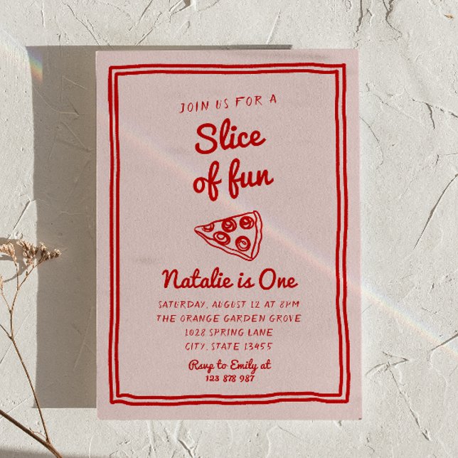Invitation Pizza 1ère Main Écrite Tiré Slice Of Fun Anniversa (Créateur téléchargé)