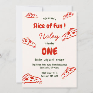 Invitation Pizza amusante 1er anniversaire de naissance UN Vi