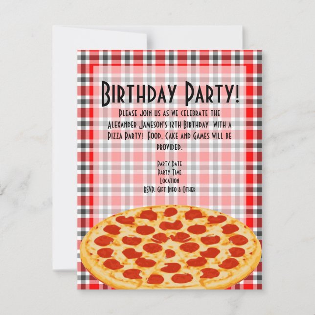 Invitation Pizza Anniversaire Fête Invitation, Conception de  (Devant)