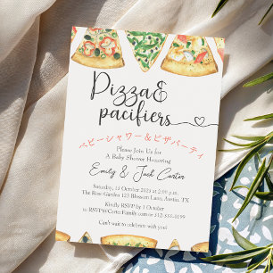 Invitation Pizza Baby shower Whimsical Slice Décontracté