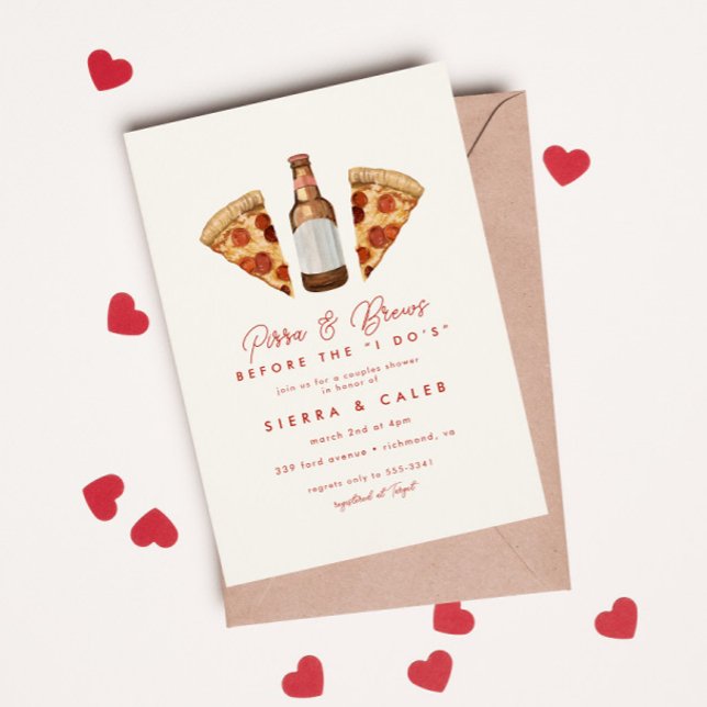 Invitation Pizza & Bière Couples Décontractés Fête des mariée (Créateur téléchargé)