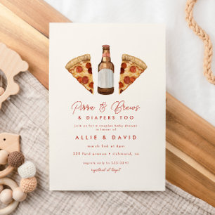 Invitation Pizza & Bière Diaports Baby shower Décontracté Cou