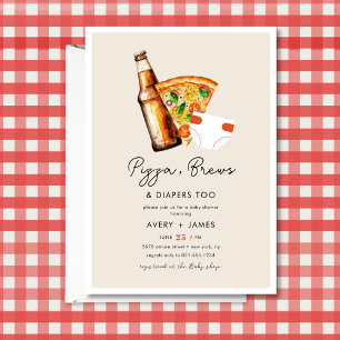 Invitation Pizza & Bière Diaports Baby shower Décontracté Cou