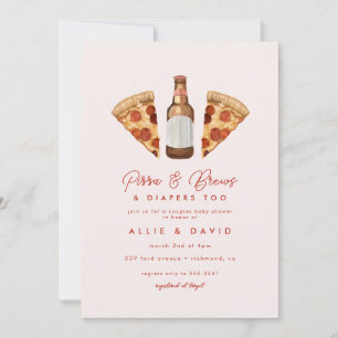 Invitation Pizza & Bière Diaports Baby shower Décontracté Cou