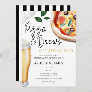 Invitation Pizza & Bière Diaports Baby shower Décontracté Cou