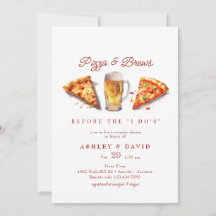 Invitation Pizza & Bière Fête de Couple à l'Aquarelle