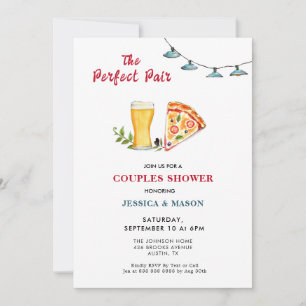 Invitation Pizza & Bière Parfait Paire Couples Douche