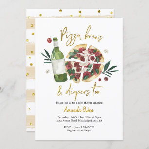 Invitation Pizza, brasses et plongeurs à Baby shower Invitati