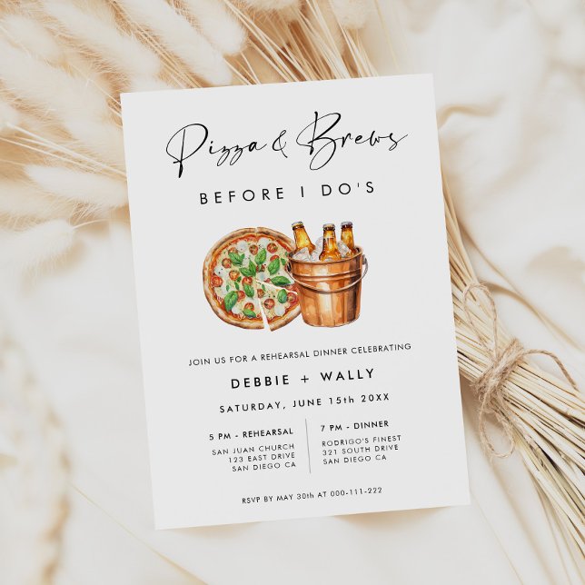 Invitation Pizza & Brews avant le dîner de répétition de I Do (Créateur téléchargé)