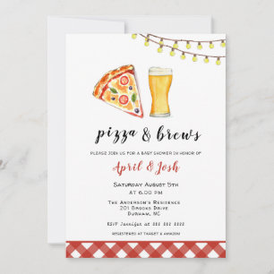 Invitation Pizza & Brews Co Ed Baby shower