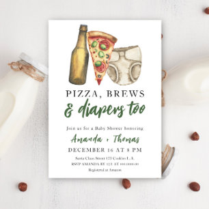 Invitation Pizza, Brews et Diapers aussi - Baby shower