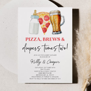 Invitation Pizza Brews et Diapers Times Deux Baby showers jum