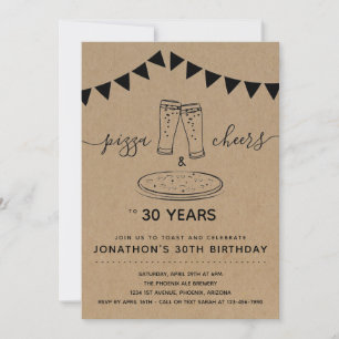 Invitation Pizza & Cheers & Beers Anniversaire - N'importe qu