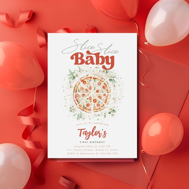 Invitation Pizza d'anniversaire Bébé tranche tranche (Créateur téléchargé)