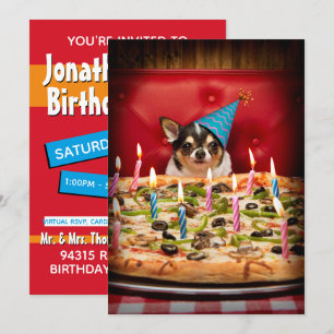 Invitation Pizza d'anniversaire Chihuahua