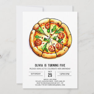 Invitation Pizza d'anniversaire pour amateur de champignons