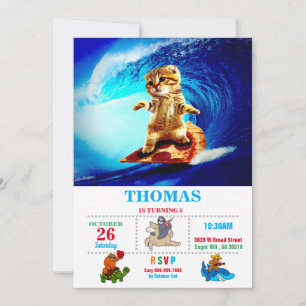 Invitation Pizza de surf de chat