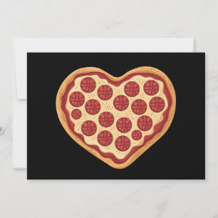 Invitation Pizza en forme de cœur mignon pour la Saint-Valent