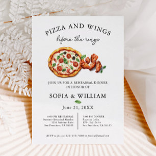 Invitation Pizza et ailes avant le dîner de répétition des an