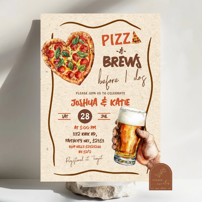 Invitation Pizza et bières avant le shower de couple (Créateur téléchargé)