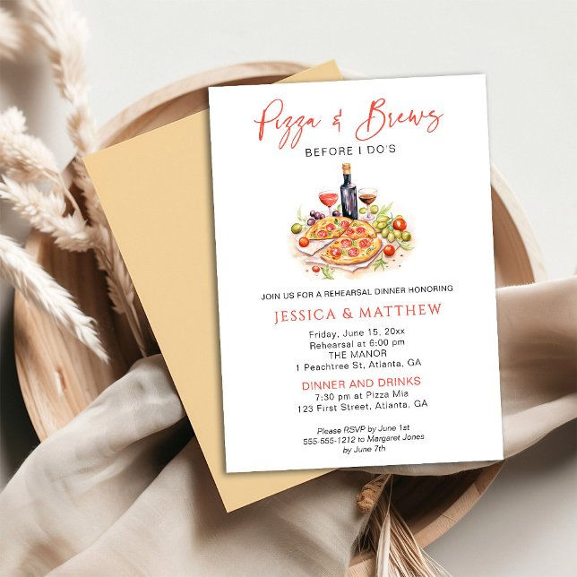 Invitation Pizza et brasses amusantes avant le dîner de répét (Créateur téléchargé)