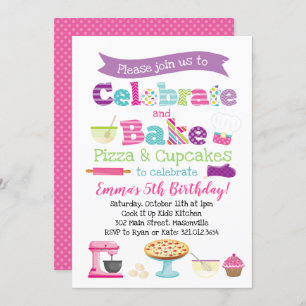 Invitation Pizza et Cupcake Baking Party