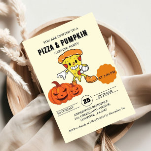 Invitation Pizza et fête de l'halloween de la sculpture Citro