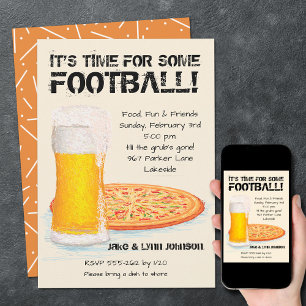 Invitation Pizza et football de la bière