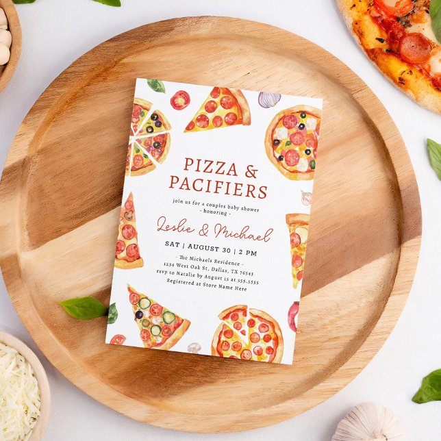 Invitation Pizza et Pacificateurs Baby shower à couples (Créateur téléchargé)