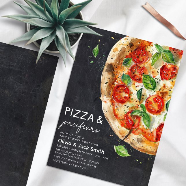 Invitation Pizza et Pacificateurs Baby shower Décontracté de  (Créateur téléchargé)
