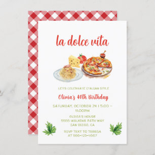 Invitation Pizza et Pâtes fête Anniversaire Dîner italien