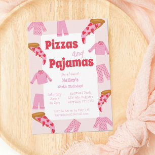 Invitation Pizza et Pyjama Filles Anniversaire