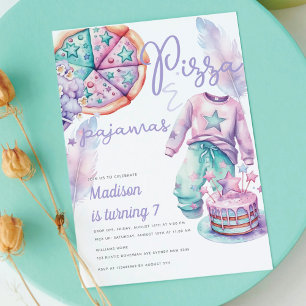 Invitation Pizza et pyjamas d'anniversaire