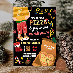 Invitation Pizza et Pyjamas de Noël