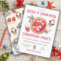 Pizza et Pyjamas Noël Anniversaire Invitat