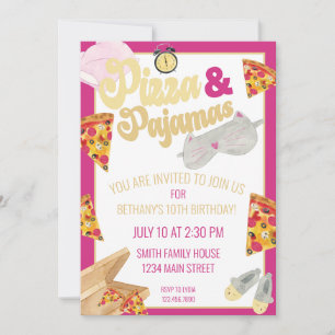 Invitation Pizza et Pyjamas Stwood Party Sleepover Anniversai