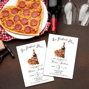 Invitation Pizza et vin Parfait Partie d'engagement paire