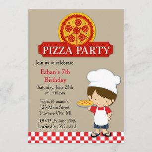 Invitation Pizza fête anniversaire garçon