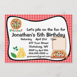 Invitation Pizza fête d'anniversaire