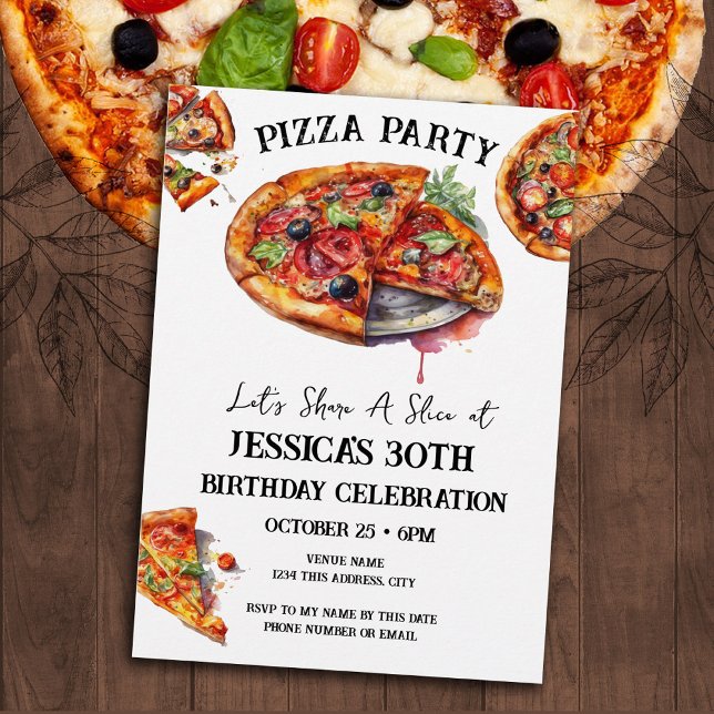 Invitation Pizza fête du 40e anniversaire (Créateur téléchargé)