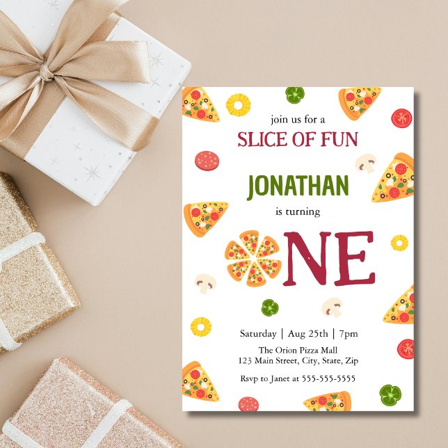 Invitation Pizza fête pour enfants 1er anniversaire (Créateur téléchargé)