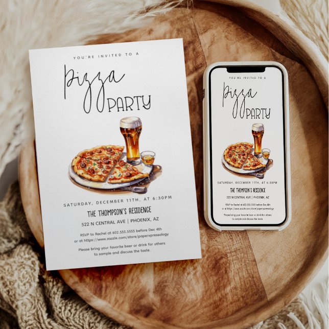 Invitation Pizza Fête Toute Occasion Soirée Pizza Party (Créateur téléchargé)