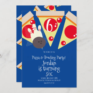 Invitation Pizza Géométrique Slices Party Bowling Anniversair