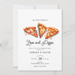 Invitation Pizza italienne   Fête des mariées aquarelle