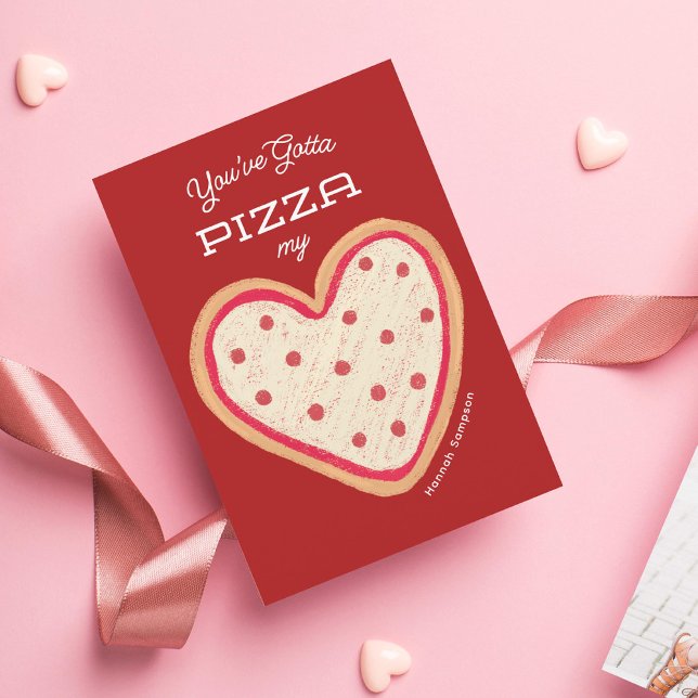 Invitation Pizza My Heart Pizza Classroom Valentine Mini Card (Créateur téléchargé)