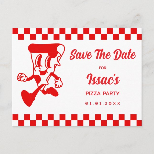 Invitation Pizza Party à retenir la date (Devant)