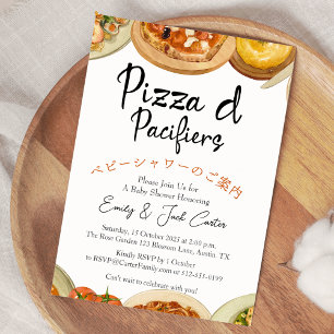 Invitation Pizza Party Baby shower Italien Nourriture Aquarel
